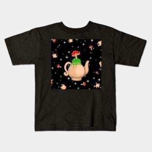 Mushroom Teakettle Pattern Kids T-Shirt